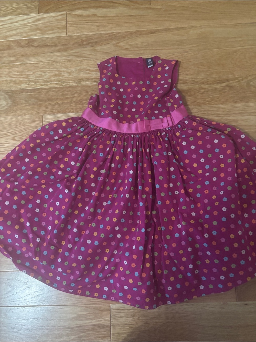 GAP Girls Vintage Y2K Magenta Floral Bow Dress
